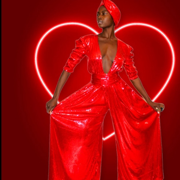 Julia Clancey Olivia Palazzo Sequin Jumpsuit with Turban - Picture 10 of 10